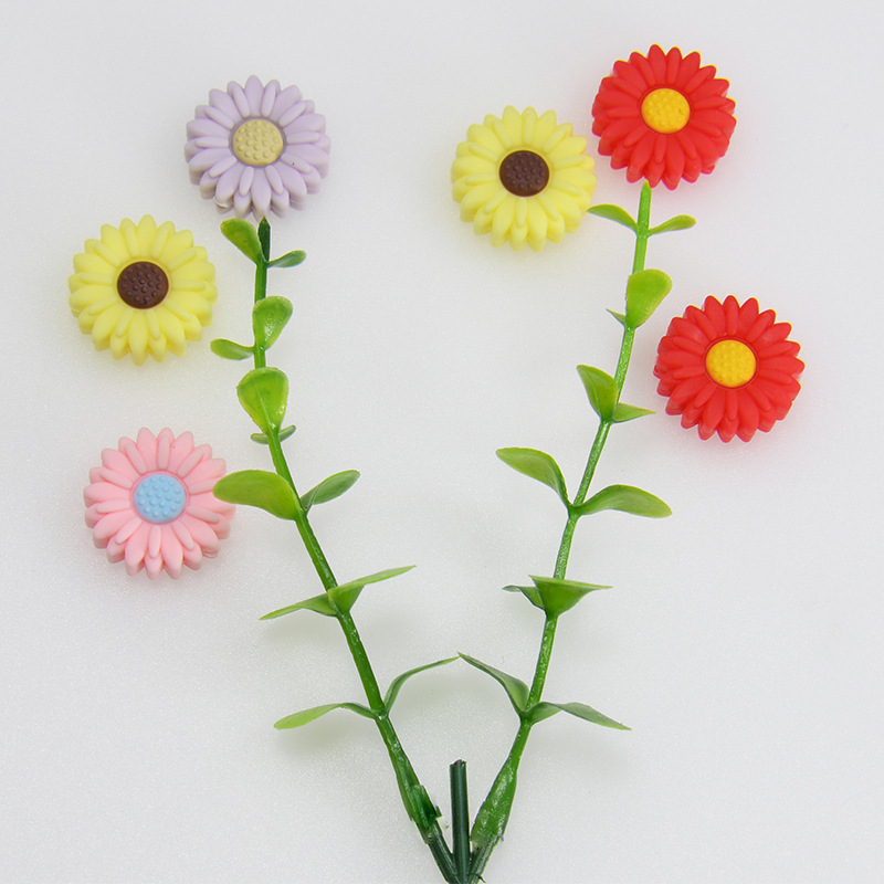 跨境硅胶珠子婴儿牙胶小雏菊花儿童硅胶珠子diy散珠串珠现货批发