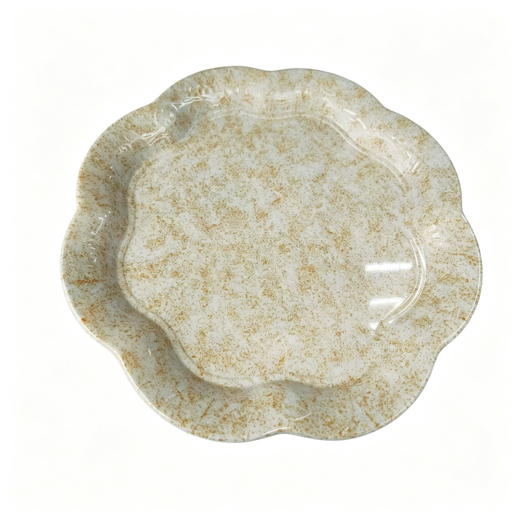 Direct sales from an export-oriented manufacturer of light brown textured melamine dinner plates in commercial stock. Durable and wear-resistant round melamine products details Picture