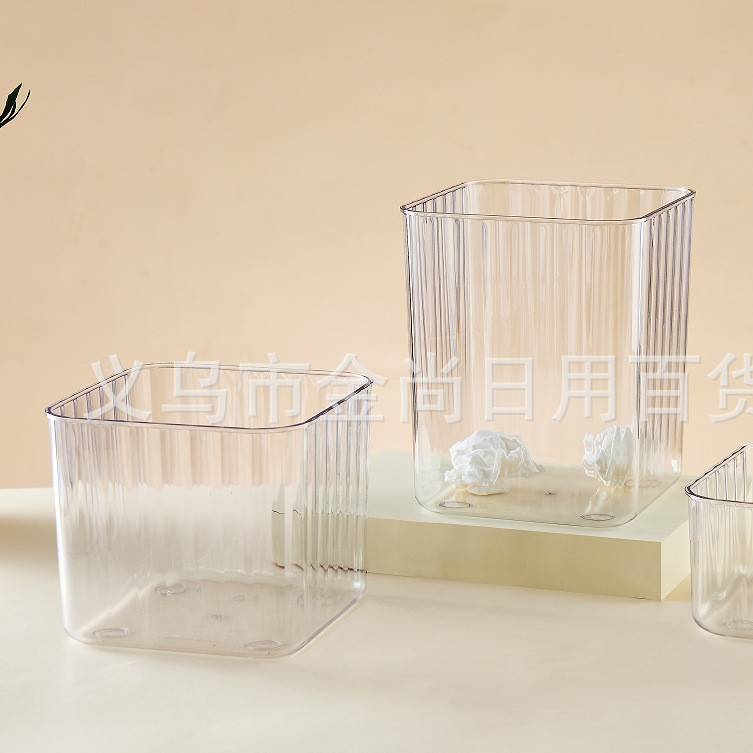 Household transparent desktop trash can, large-capacity jewelry box with lid, desktop girls' rubber band, hair tie and hair clip storage box