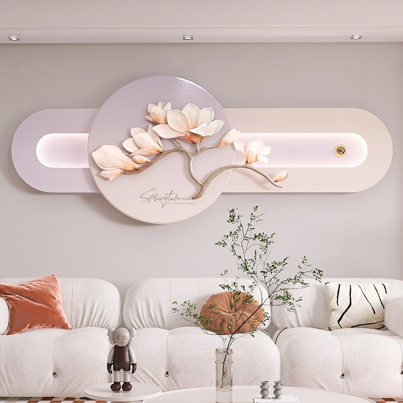 Luz sofá de lujo minimalista fondo de sala pinturas decorativas de pared nórdico sala de estar arte del dormitorio cuadros colgantes relieves cabecera de cama murales luz Specification image