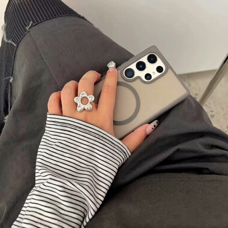 韩版S925纯银3.3女小众设计感肌理纹花朵戒指时尚个性食指戒百搭潮