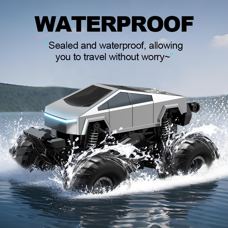 Cross-border Tesla Cyberpickup remote-controlled off-road water and land vehicle, four-wheel drive off-road charging, big feet, children and boys' toy Application Scenario