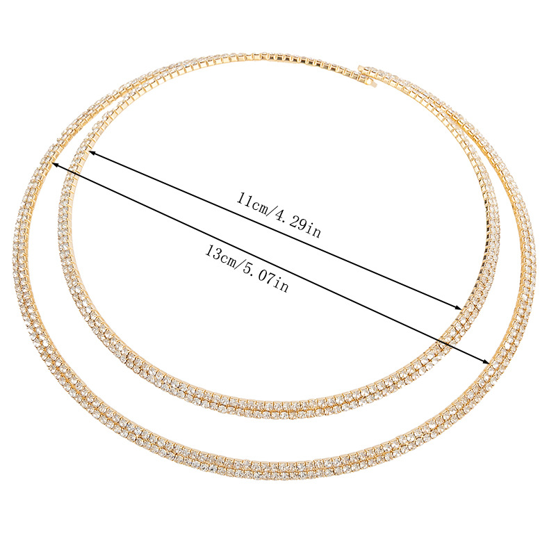 Cross-border high-end full-diamond sparkling necklaces from Europe and America, multi-row hollowed-out rhinestone choker, innovative, trendy, luxurious, elastic and personalized choker Specification drawing
