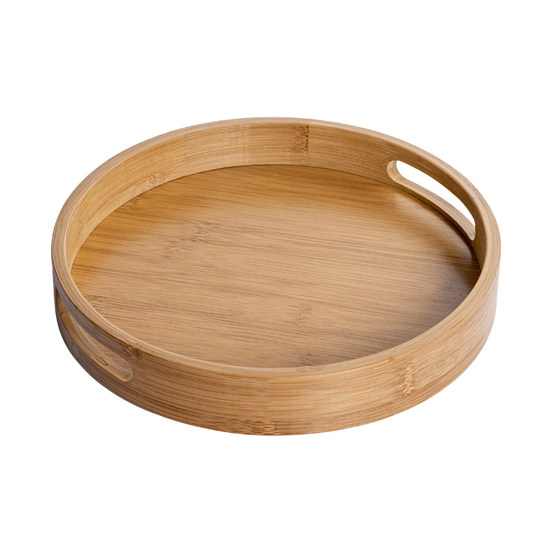 Bamboo trays, creative Japanese-style baking, double-ear hand-held round tea trays, household tea sets, small tea trays wholesale Application Scenario