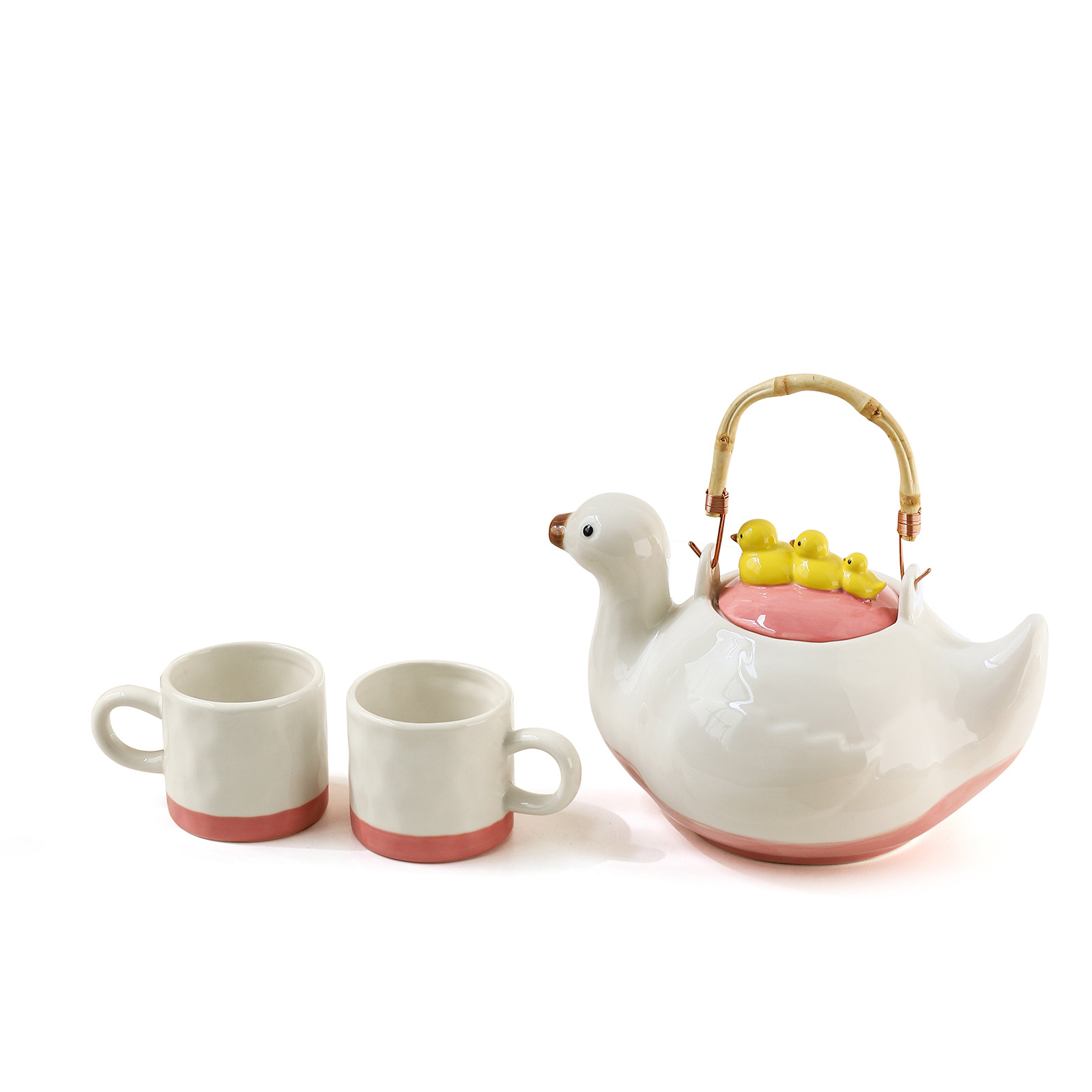 High-quality household teapots and cups, cartoon cute water bottle sets, creative duck ceramic water sets Item Picture