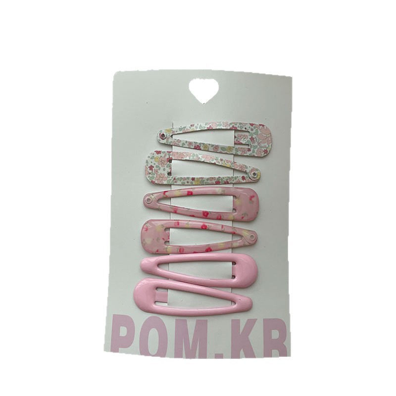 pom.kr新款韩版水滴印花bb夹5cm儿童发饰甜美刘海掰掰夹宝宝边夹 Item Picture