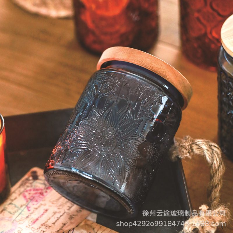 木盖玻璃罐/玻璃罐/食品级食用油塑料瓶/木质密封盖/木盖玻璃杯细节图