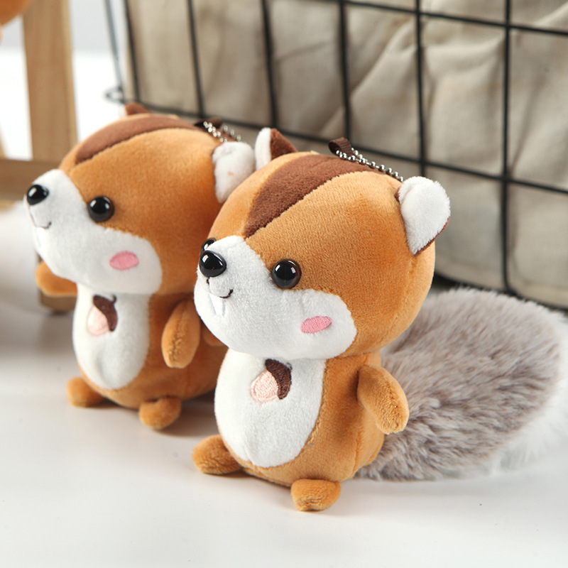 毛绒可爱松鼠挂件公仔娃娃毛绒玩具书包情侣钥匙扣玩具批发小礼品