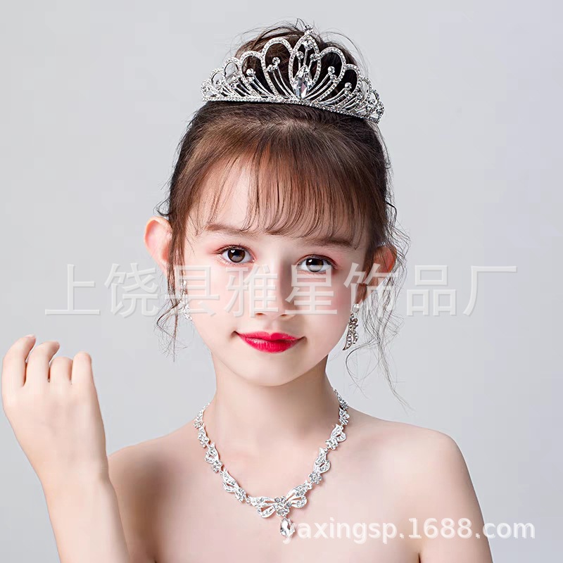 新款儿童演出舞台走秀头饰皇冠女孩生日公主王冠发饰水晶发梳皇冠