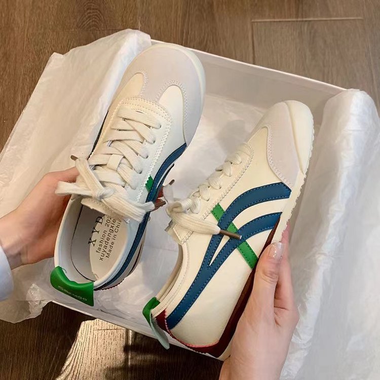 校园风平底拼色小白鞋2025春季新款轻巧阿甘鞋学生时尚跑步休闲鞋