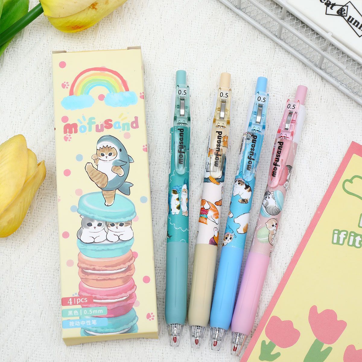 High-appearance-level cute shark cat quick-drying gel pen Press student black pen Japanese-style cartoon problem-solving and burden reduction pen details Picture