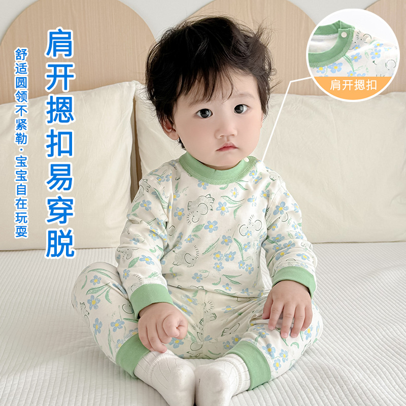 Children's thermal underwear and long Johns set, pure cotton boys' thermal underwear, girls' base, spring and autumn baby and children's pajamas Specification image