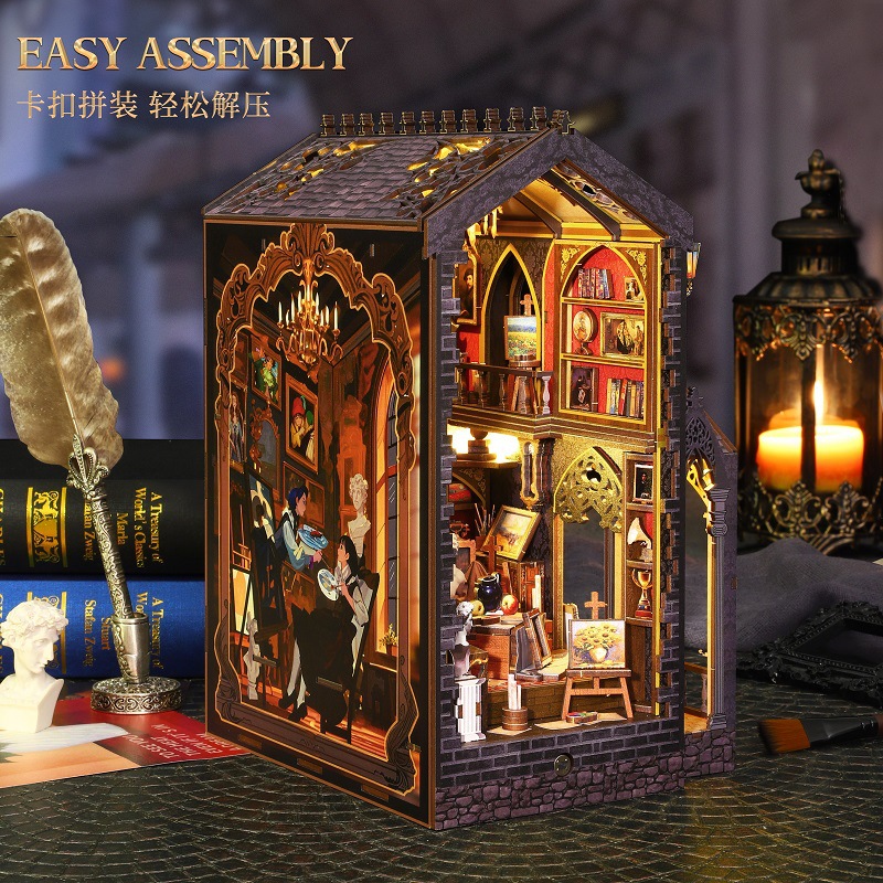 Jiate DIY Bookstand, Wonderful Art Studio diy Bookstand Assembly Bookstand, diy House 3D Bookstand, Handmade Model Book details Picture