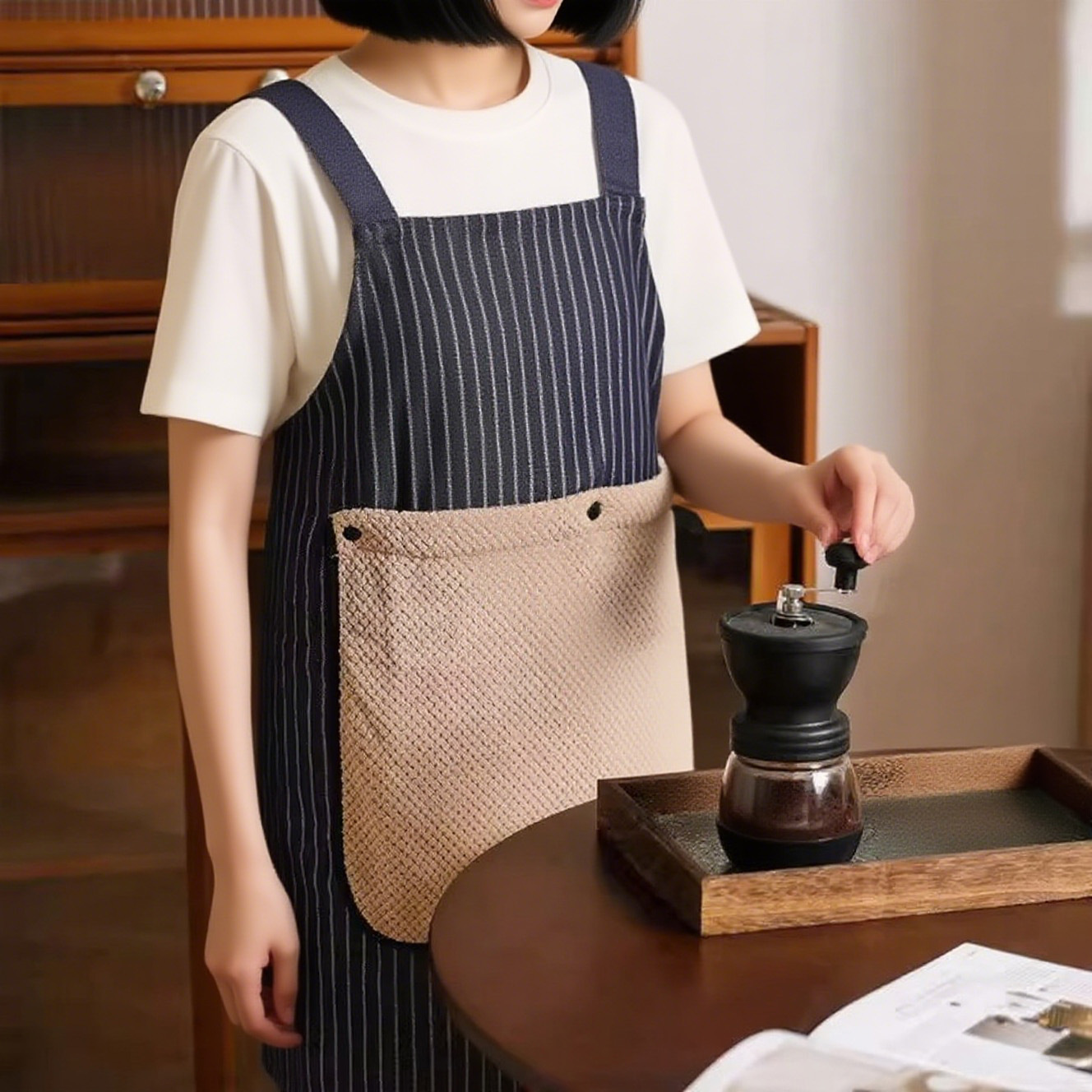 Detachable apron, kitchen household oil-proof apron, waterproof and oil-proof, thickened hand towel for women, multi-functional apron wholesale Specification image
