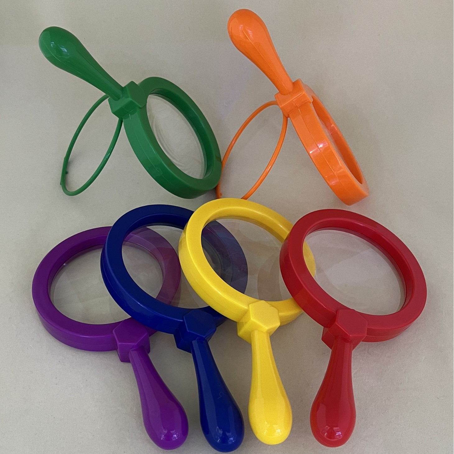 5x 90mm new children's display box set, color plastic stand magnifying glass, student educational gift Item Picture