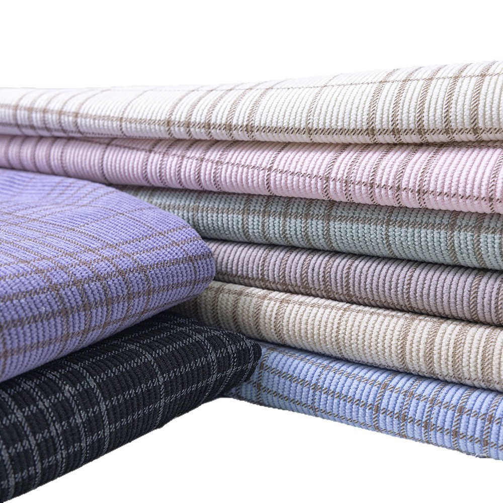 Checkered printed corduroy 16-strip elastic fabric for clothing, accessories, pet supplies, coverings, diy handmade fabric Item Picture
