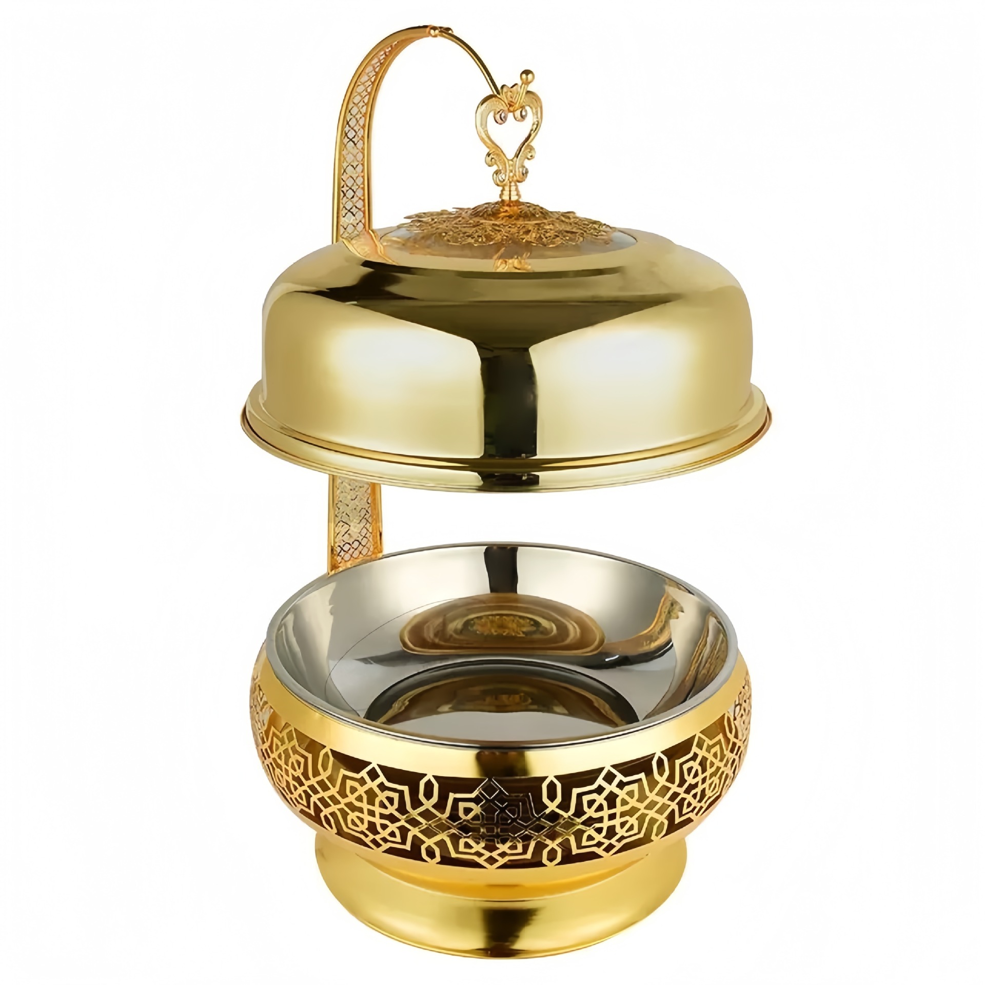 Hotel wedding banquet stainless steel insulated pot, golden buffet insulated pot, alcohol heating, automatic temperature control, 8L full figure
