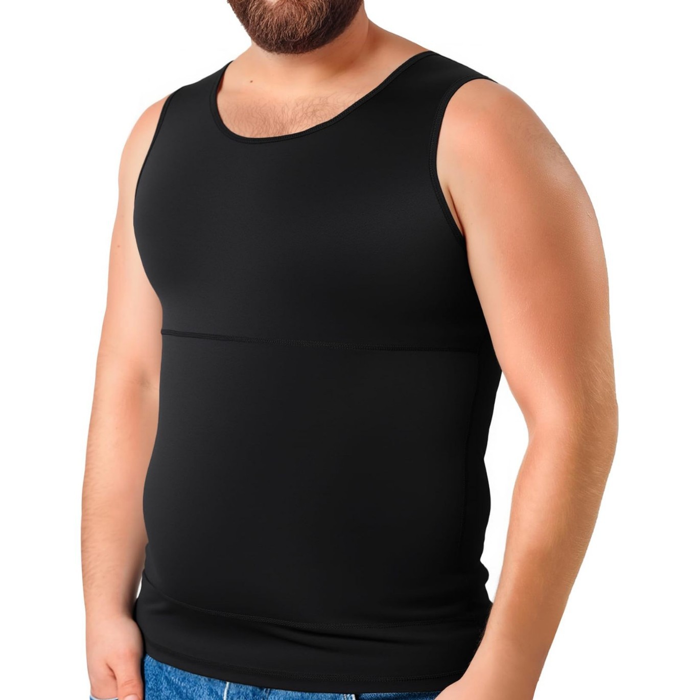 跨境爆款亚马逊男士束身无袖收腹打底衣男士收腹收胸背心产品图