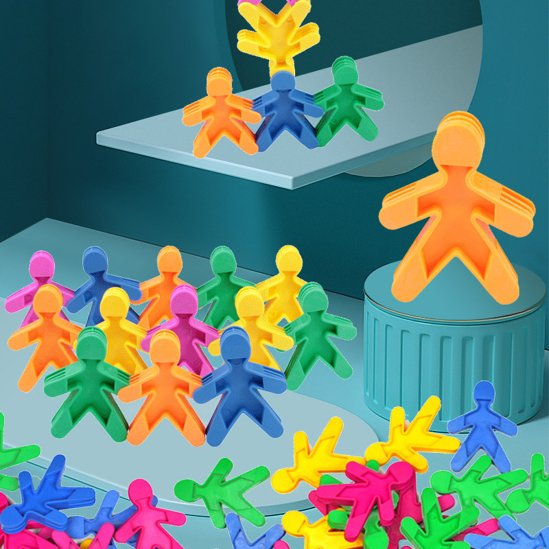 华隆玩具厂家直销软体娃娃人桌面益智积木开发智力叠罗汉塑料积木产品图