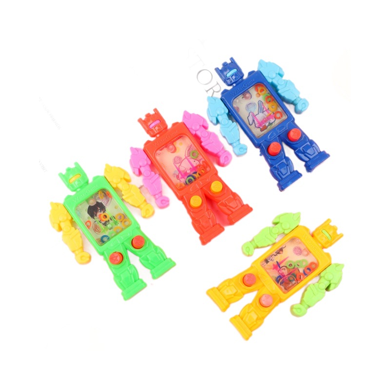 Small robot water dispenser toy, mini cartoon, nostalgic handheld ring toss game machine, kindergarten activity gift Item Picture