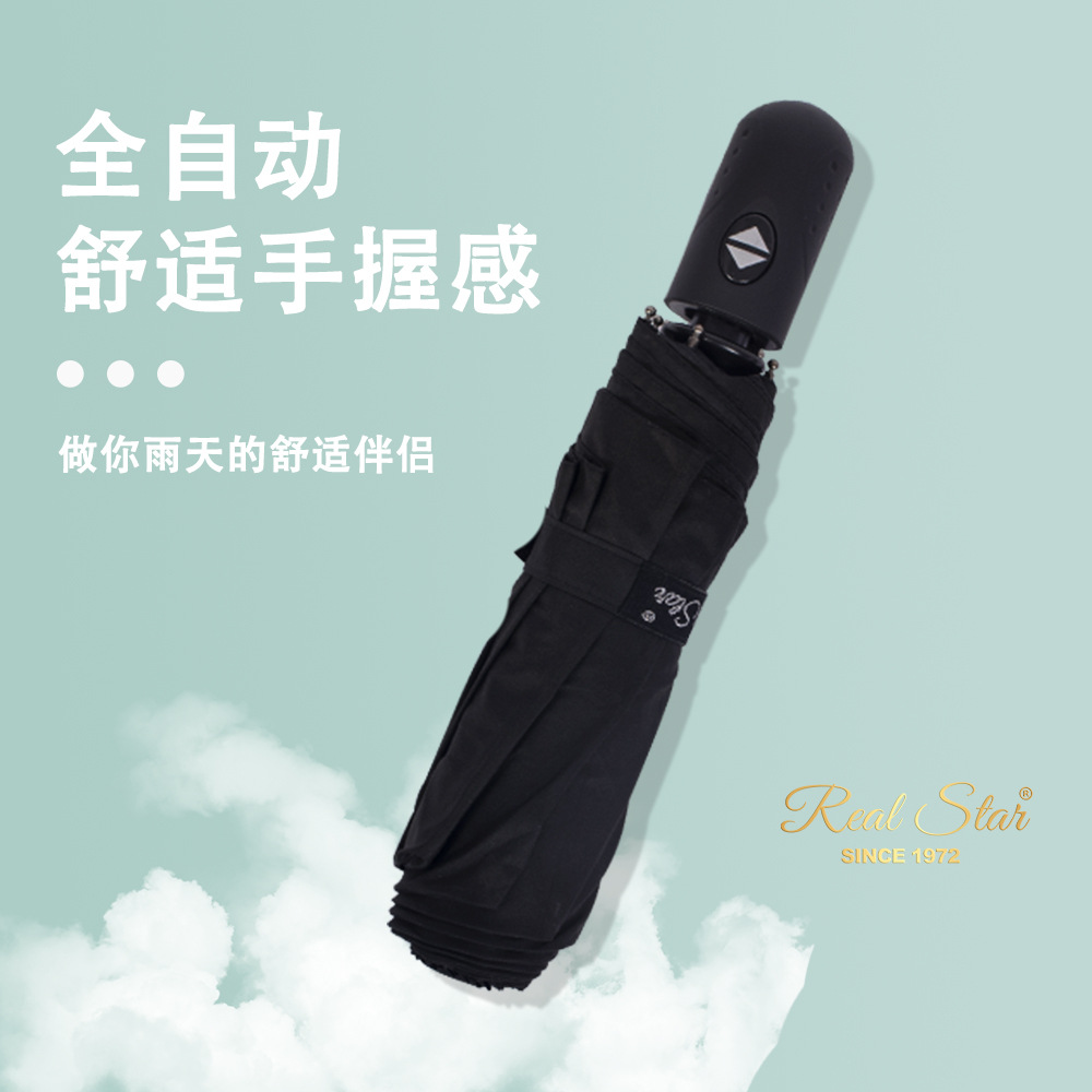 Black Spring fabric impact umbrellas and fiber folding umbrellas are now on sale for cross-border automatic umbrellas exported to Europe details Picture