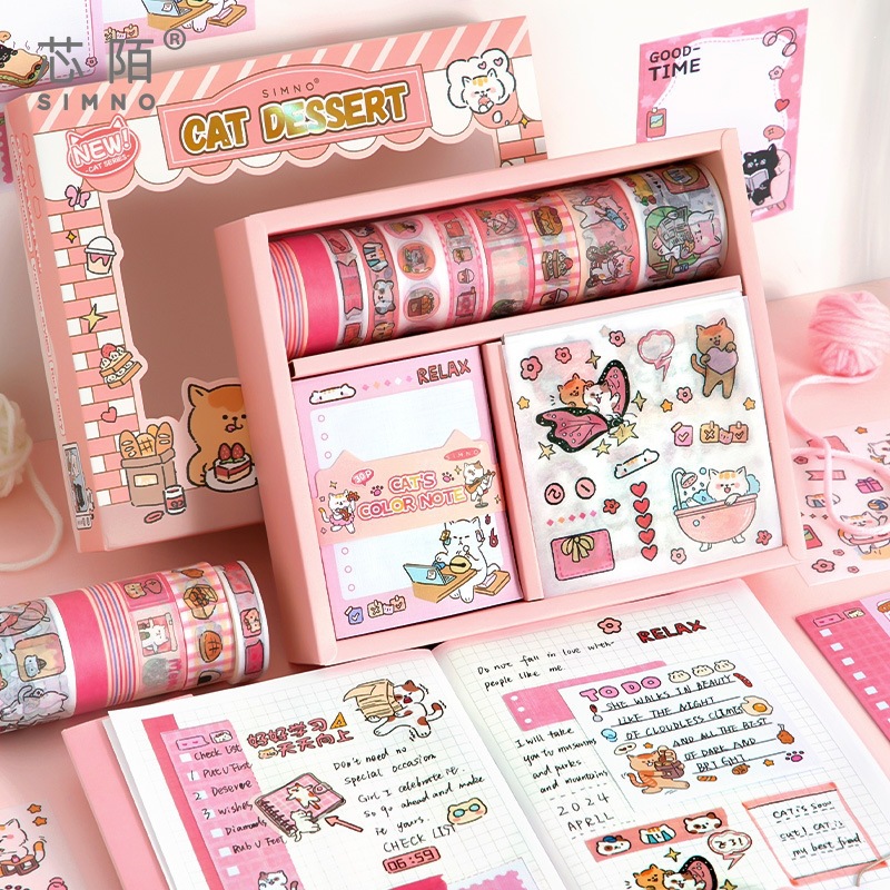 Xinmo Cross-border Bestseller, Full of Vitality Gift Box, Tape, Sticker, Note Set, Girls' and Children's Gifts, Diary Gift Box Specification image