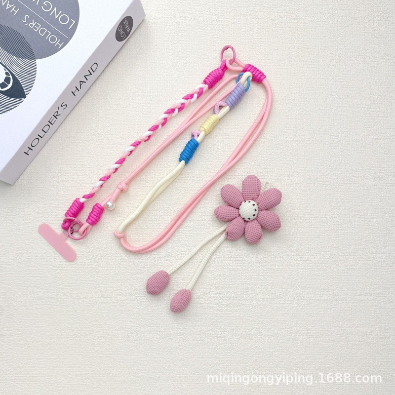 The ins creative flower phone lanyard is a long, crossbody, multi-functional, color-blocking, suitable for carrying outdoor cameras and is sturdy Specification image
