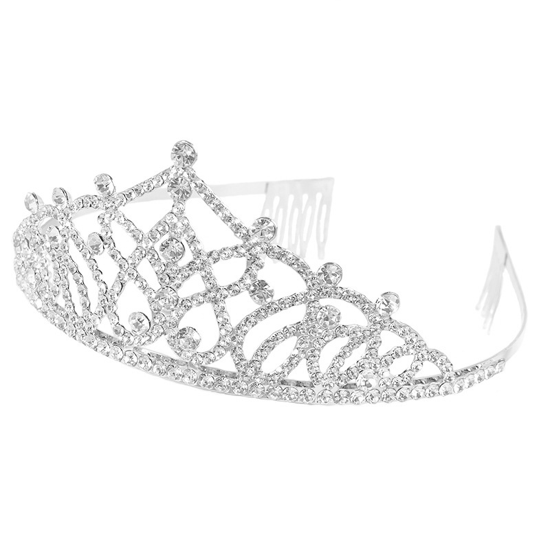 Amazon's elegant and light luxury water diamond crown headwear for brides, high-end headwear, European and American cross-border comb crown wedding accessories wholesale hair accessories Item Picture