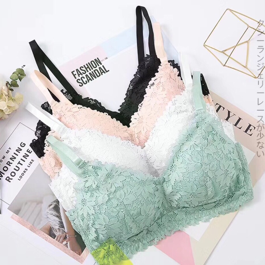 爆款花系少女bra轻氧文胸无痕蕾丝养护内衣薄款运动瑜伽睡眠胸罩