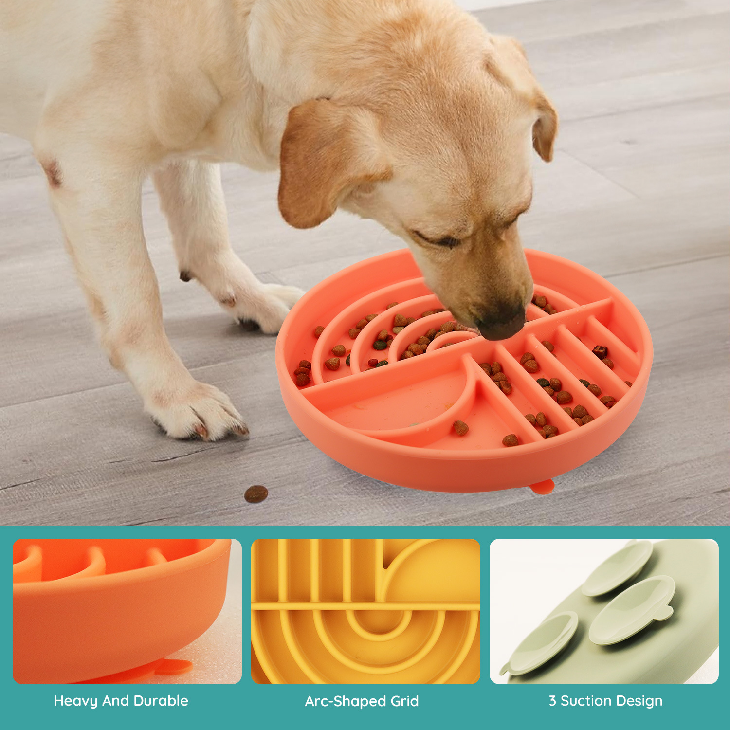 Pet silicone slow food bowl, dog licking plate, slow food, anti-choking and anti-knocking, universal pet feeding utensil with suction cup details Picture