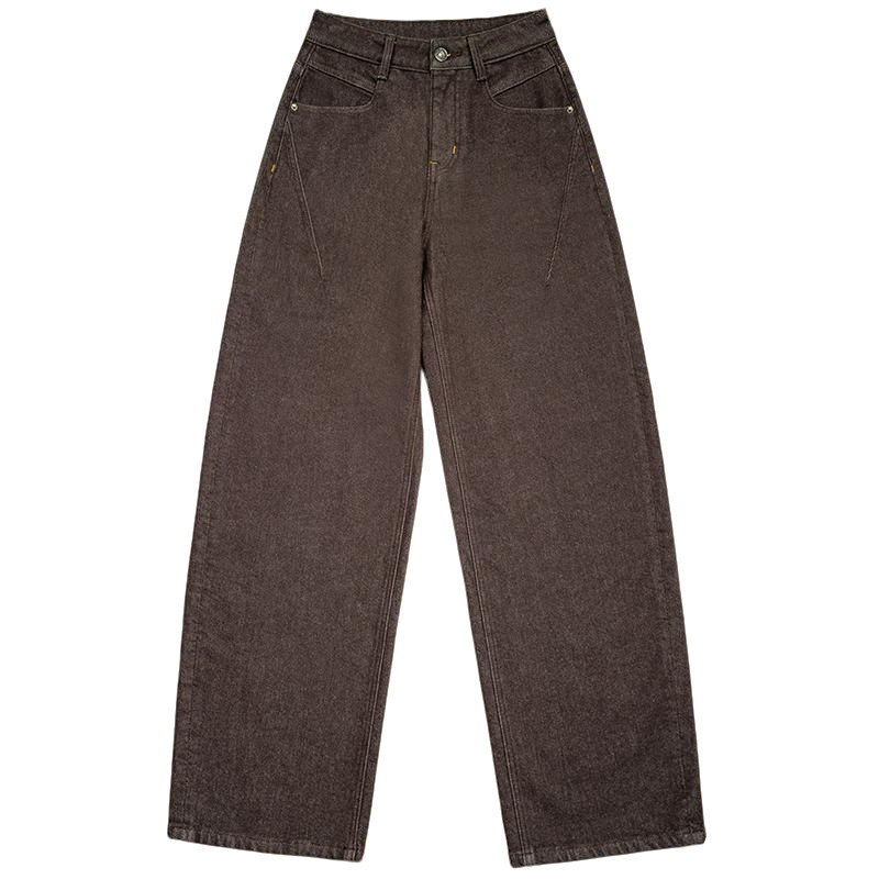 Factory direct sales of new frosted warm loose banana pants, coffee-colored casual jeans and women's floor-length pants, popular styles Item Picture