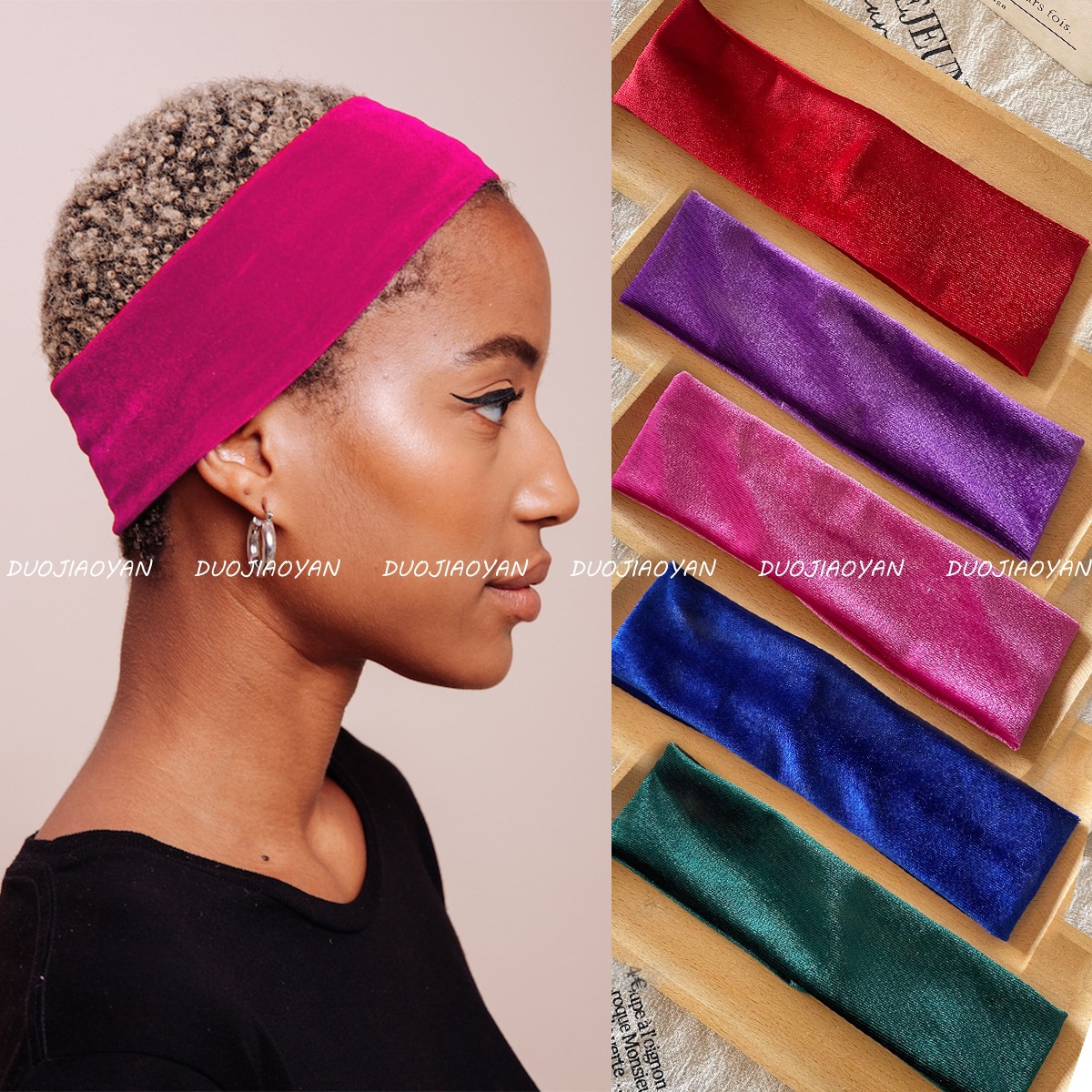 The new Amazon velvet headband exudes a high-end and fashionable solid color elastic headwear. It's a retro leopard print sporty hair tie for women full figure