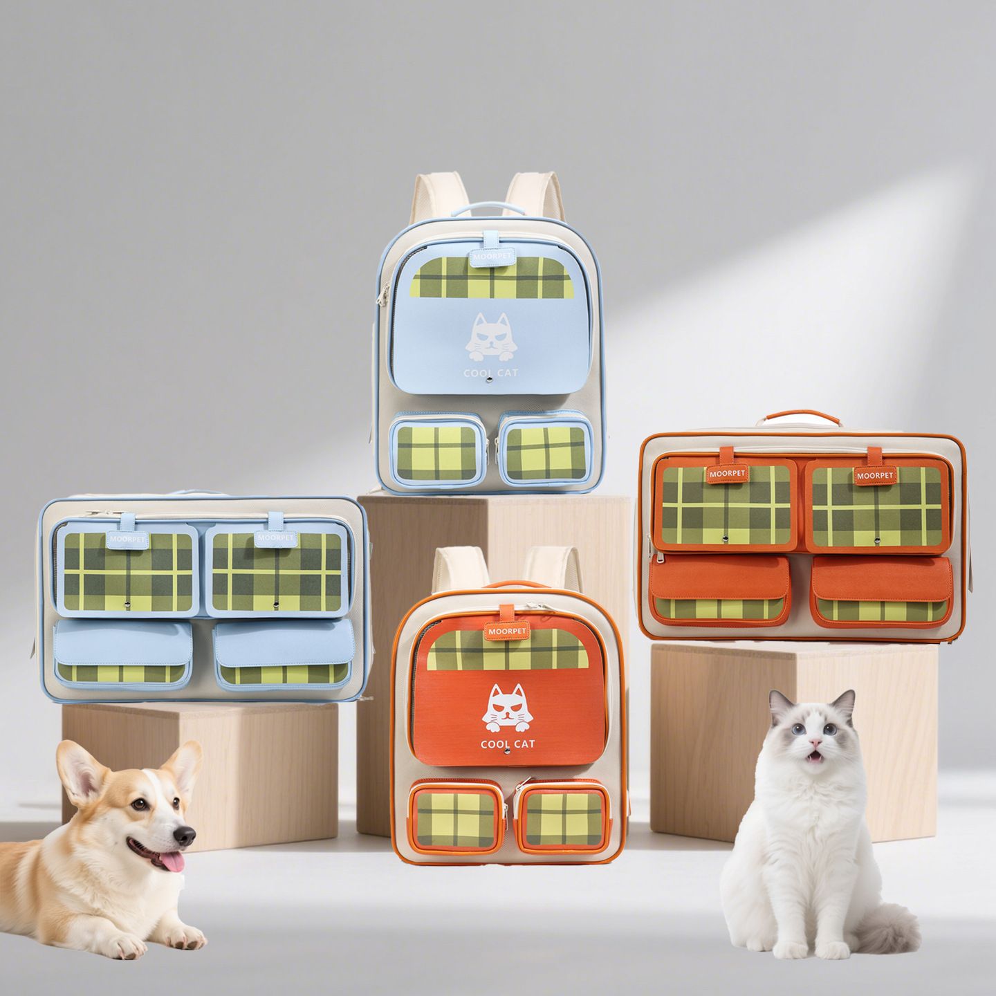 Cat bags, dog bags, pet bags for going out, portable cat bags for going out, pet bags, double-shoulder breathable, large capacity