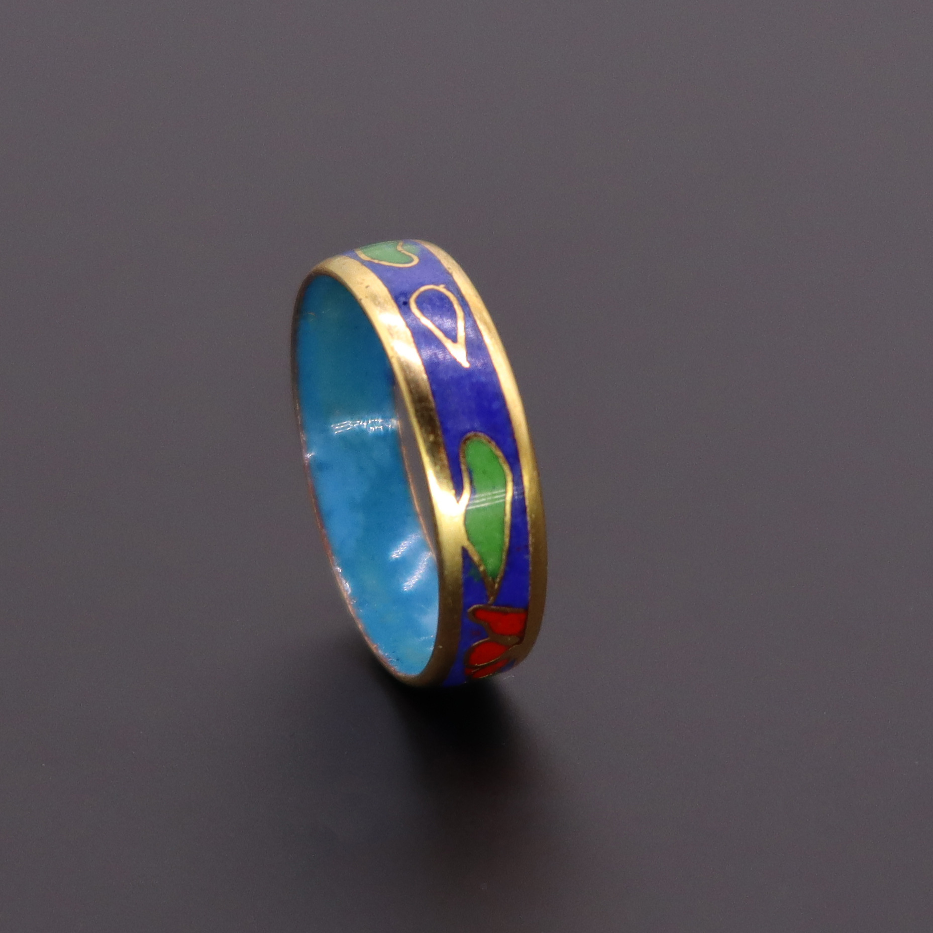 Beijing Cloisonne vintage collection from the 1980s, traditional copper body, cloisonne enamel, polished set, seven-ring finger Specification image