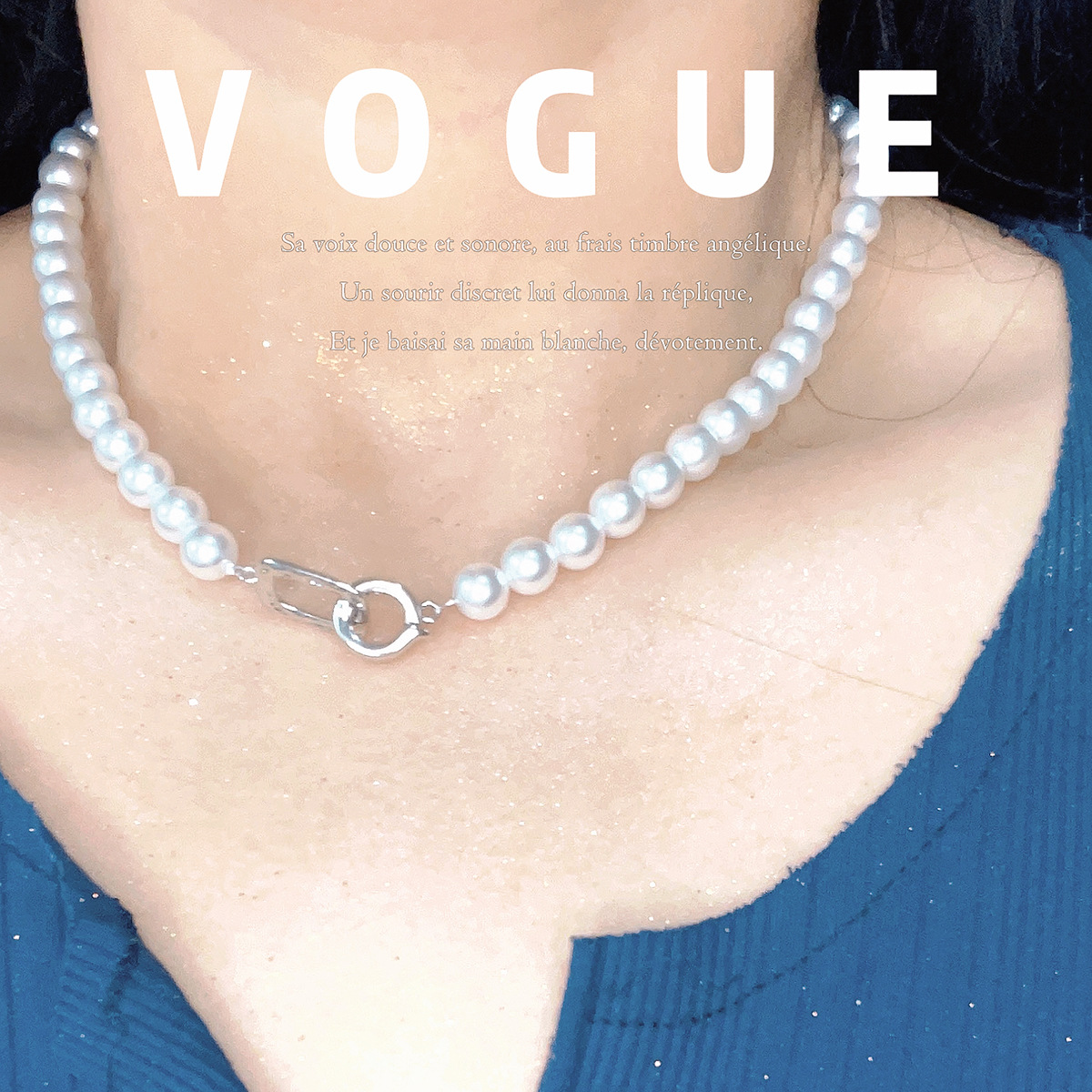 Shi Jia Zheng Yuan Strong Light Large Pearl 8mm Necklace for Women, a new 2024 trendy French collarbone chain high-end accessory