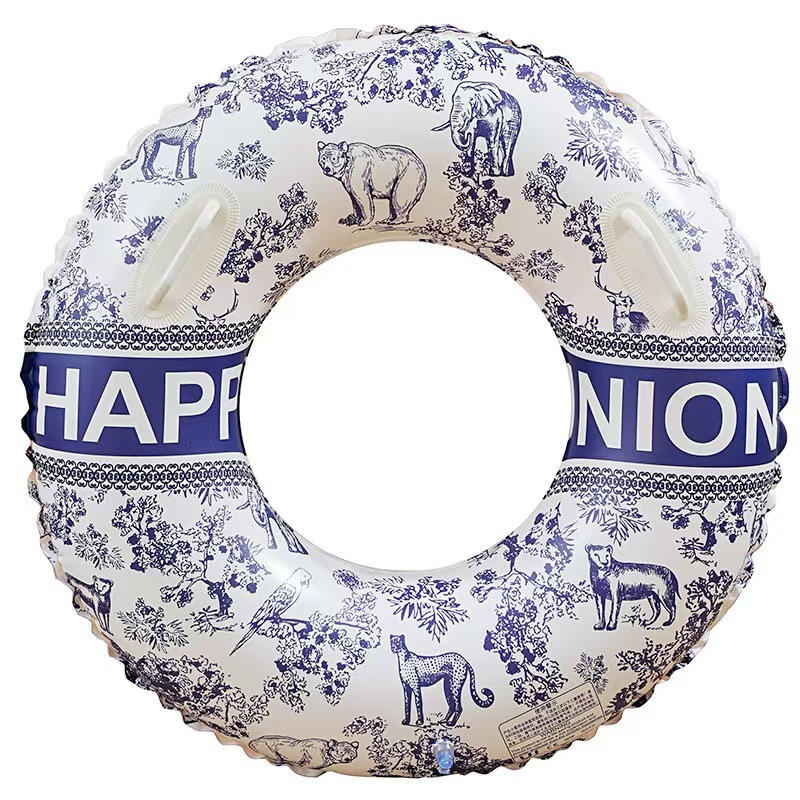 新款水墨风游泳圈成人加大加厚把手创意古典风格泳圈浮圈腋下圈白底实物图