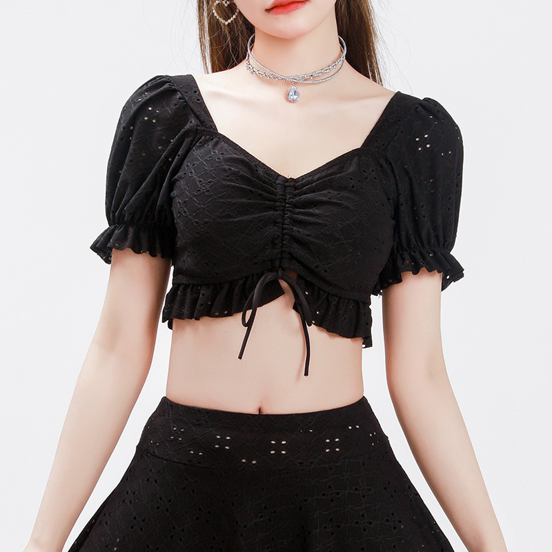 2026 New two-piece swimsuit women's one-piece skirt style pure desire high-end feel conservative belly cover-up slimming vacation hot spring swimsuit 028495 Specification image