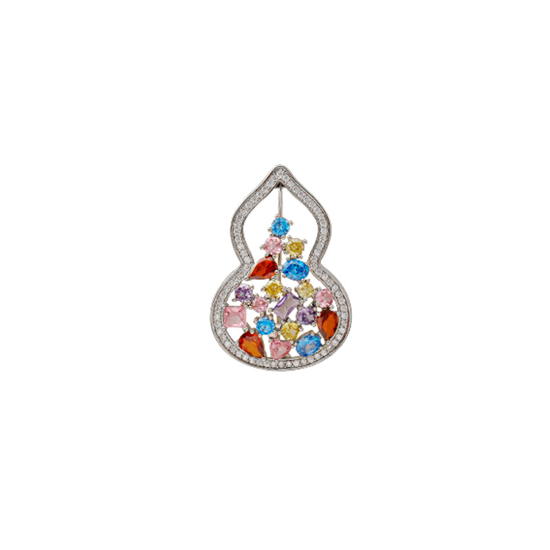 Hyacinth's fashionable and light luxury hollowed-out gourd brooch exudes a sense of sophistication. It features a delicate zircon flower and is a bestseller on Douyin. It is a versatile women's pin Item Picture
