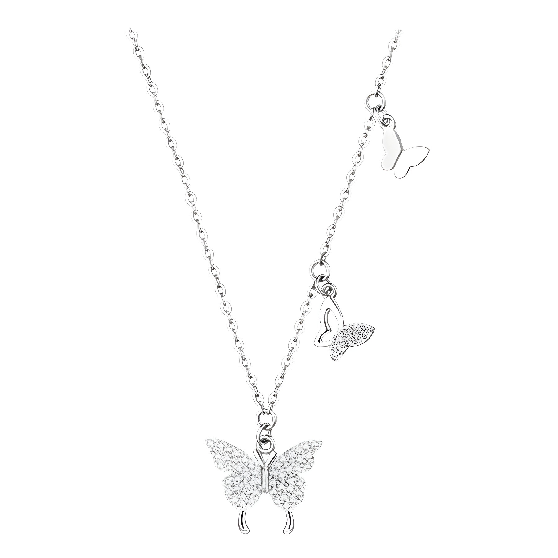 S925 Silver Butterfly collarbone Chain Light Luxury Necklace, women's diamond-encrusted niche design, high-end neckchain jewelry gift Item Picture
