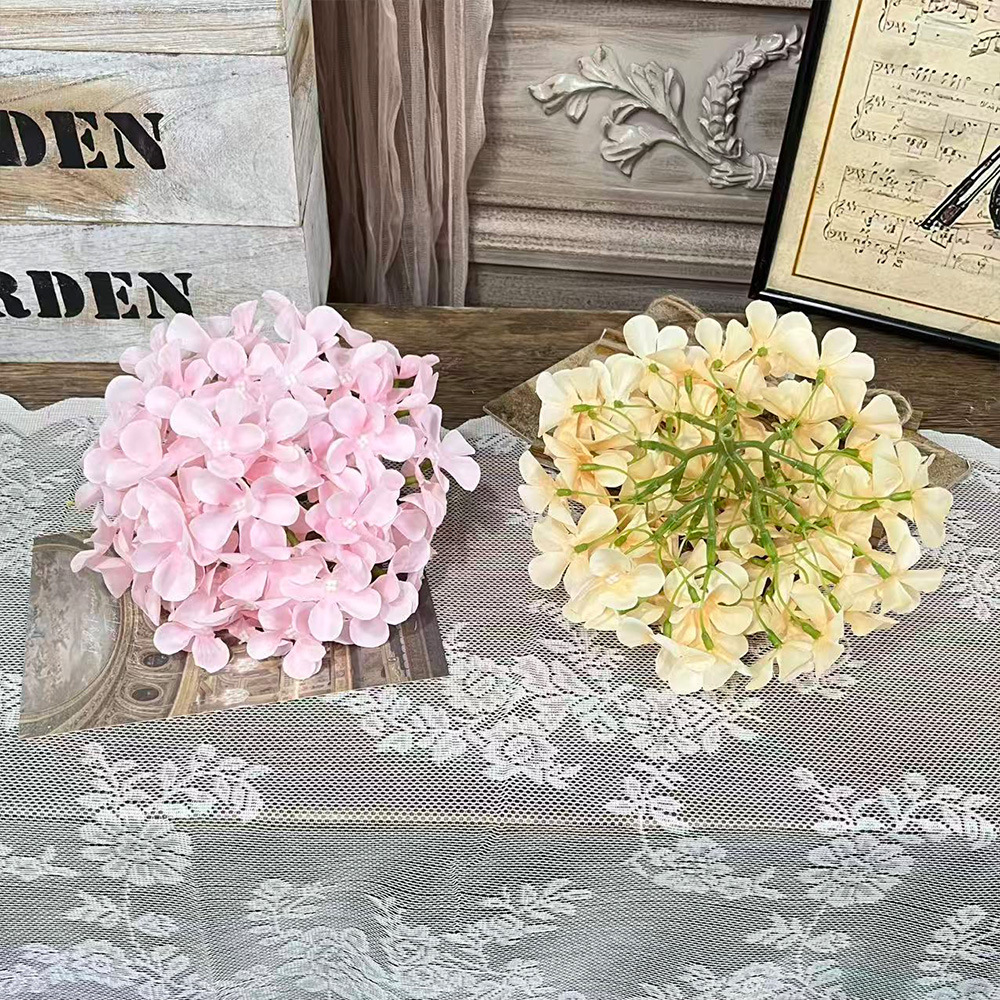 72片绣球花头仿真花朵批发花头花墙插花手工花环头饰发饰配件假花细节图