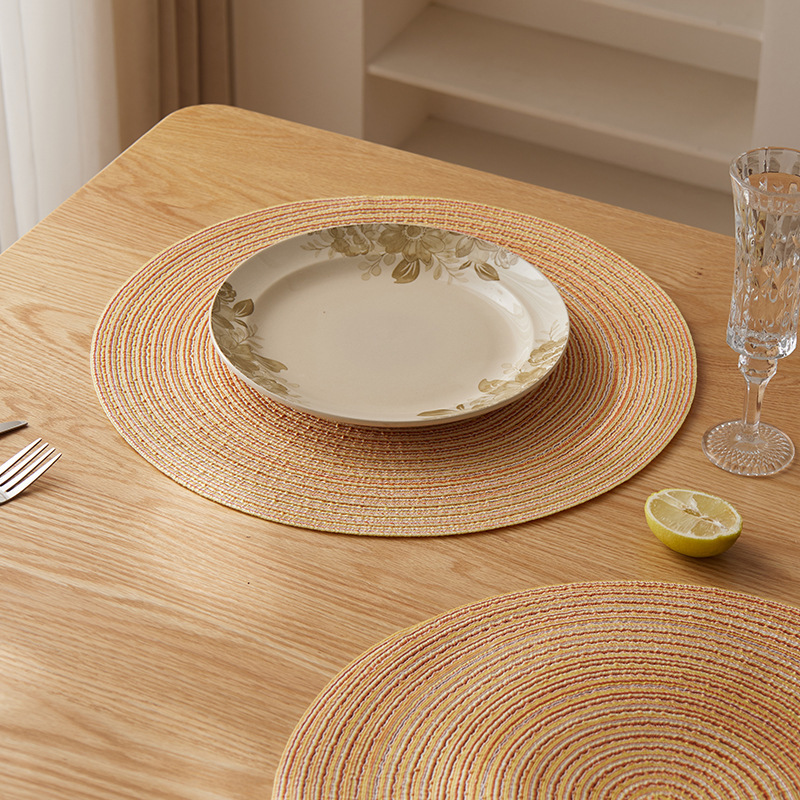 涤棉餐垫北欧风圆形简约餐桌垫西餐垫防滑餐垫杯垫装饰垫碗垫