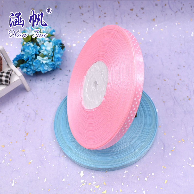 Factory direct sales: 3-minute 1cm printed ribbon bouquet gifts, printed colored webbing, printed ribbon dots Application Scenario