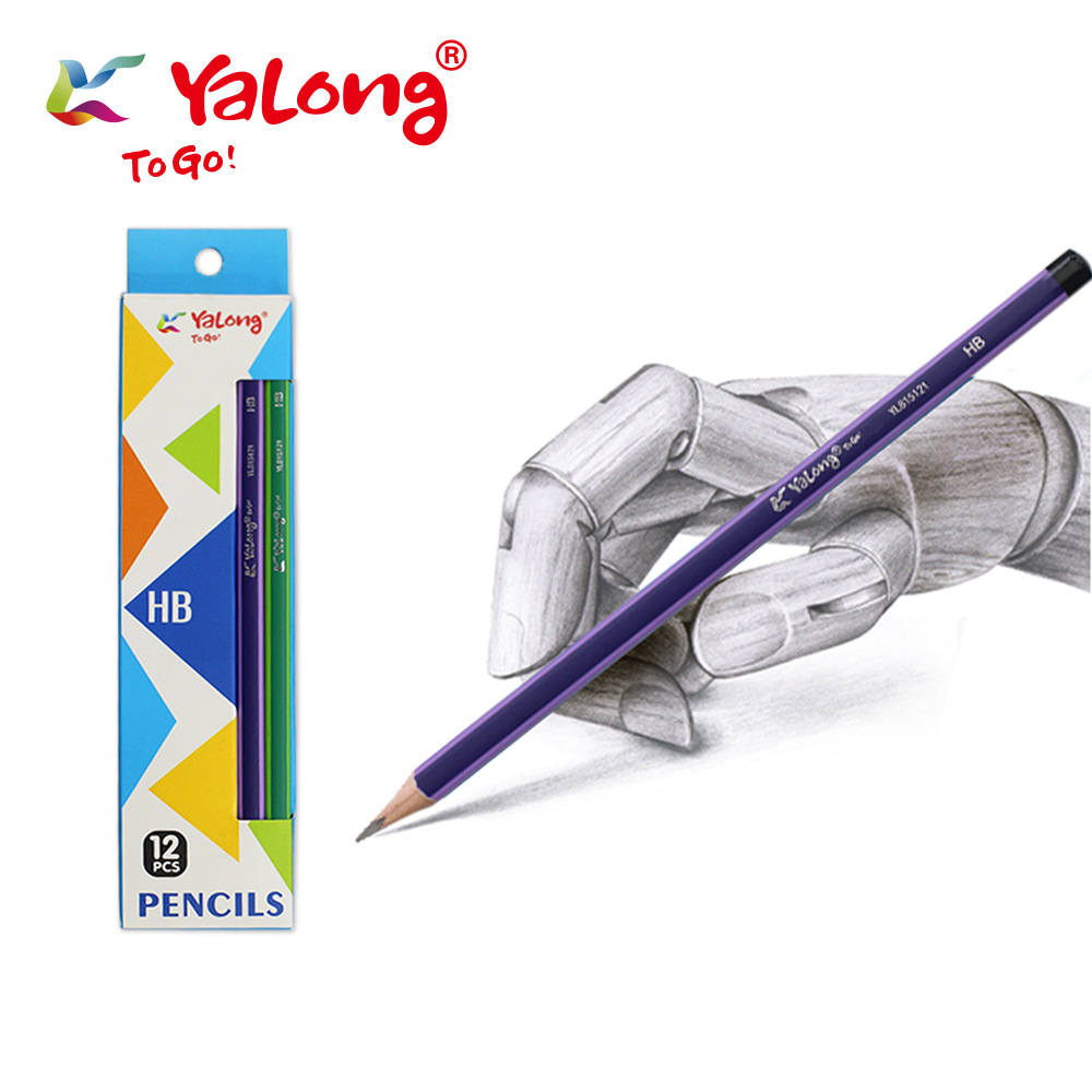 Yalong Cross-border High-quality HB Pencil Student Logo Black Wooden Standard Pencil set, suitable for office use Item Picture