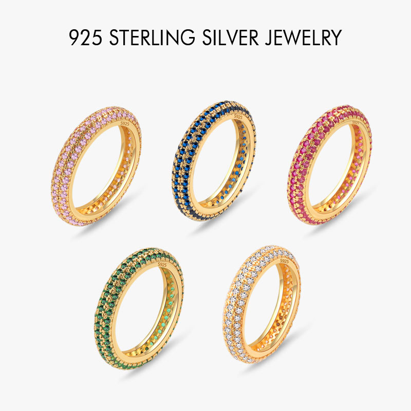 925 Silver fine closed zircon ring, silver ring, Korean version ring, no color fading