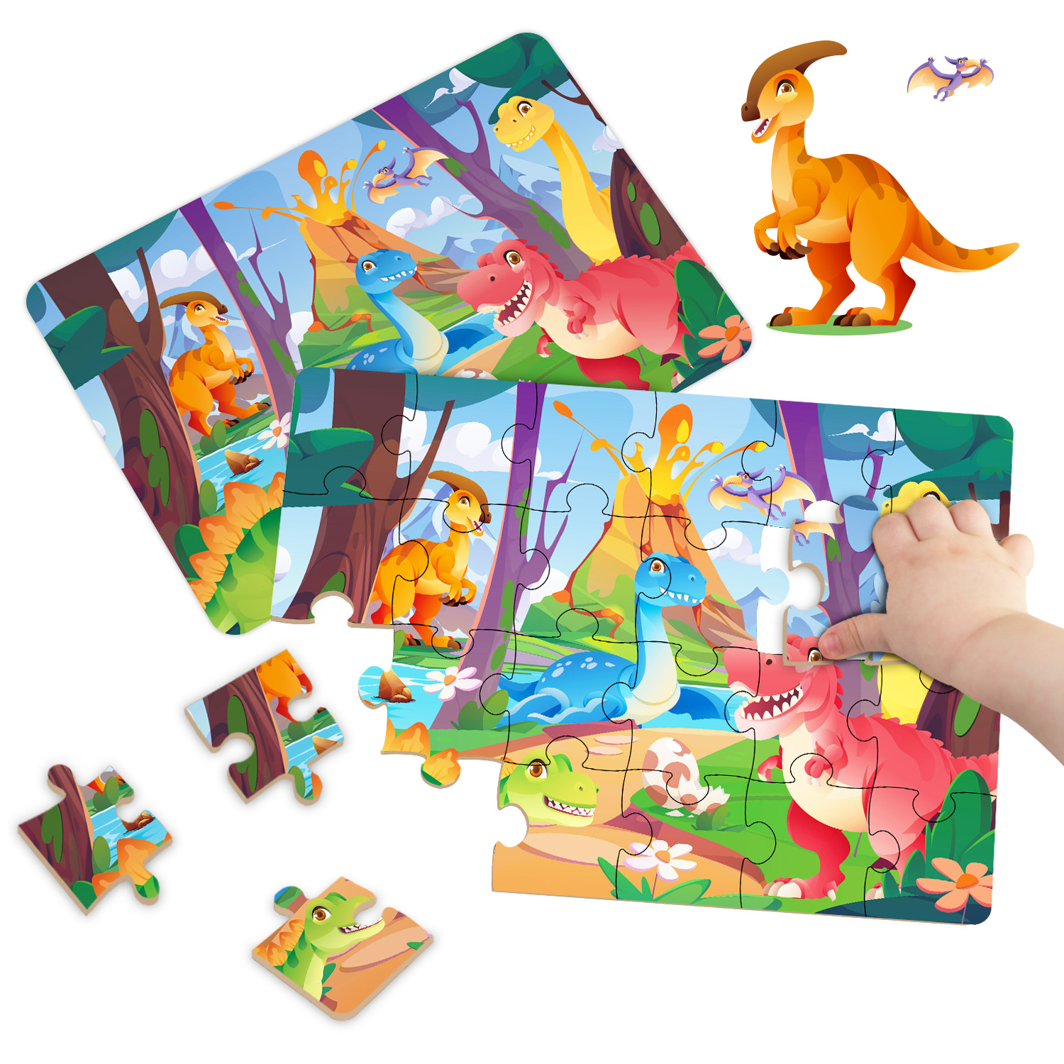 Children's jigsaw puzzles, a variety of patterned bean-shaped jigsaw puzzles, detachable wooden boats, fun and educational toys Specification image