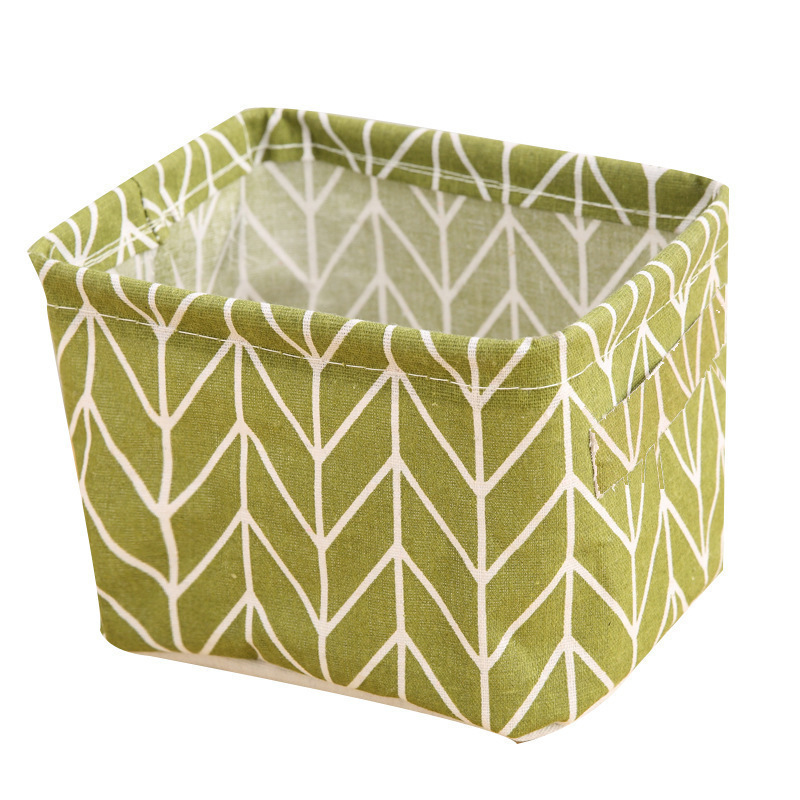 Fabric foldable storage basket, cotton and linen desktop storage box, waterproof miscellaneous and snack storage basket, storage box with hand-carry Item Picture