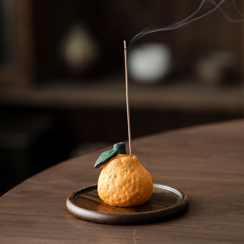 创意丑橘线香炉家用室内香插禅意茶室香托香插底座茶桌摆件香薰炉