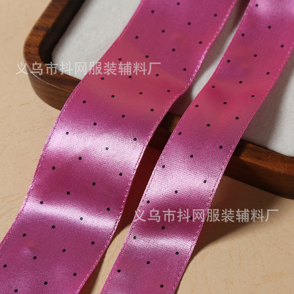 2.5cm-4cm onda punto cinta de satén de color accesorios de pelo DIY arco tocados cinta caja de regalo embalaje cinta material details Picture