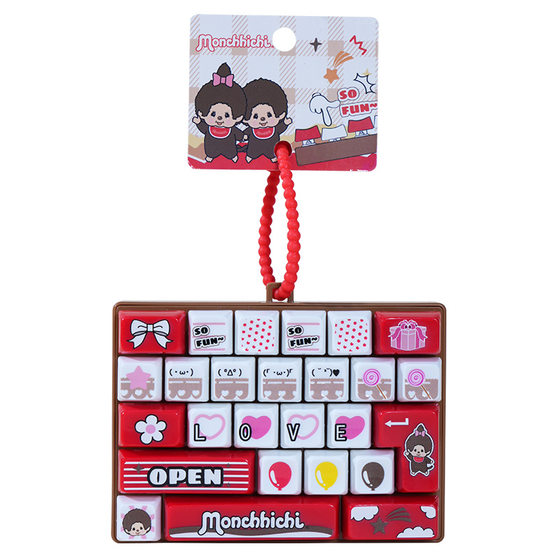 Authentic cute and fun 26-grid keyboard keychain pendant, stress-relieving trendy toy, press-down keyboard bag pendant Item Picture