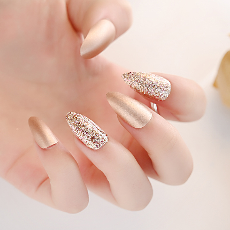 Cross-border new product: Metallic color reusable nail art pieces, 24-piece box set, fake nail finished nail art patches Specification image